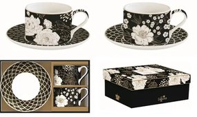 Porceláncsésze+alj 240ml 2 személyes dobozban, Coffee Mania, Art Deco &amp; Flowers