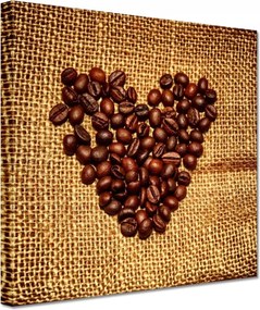 Vászonkép 20x20 Szív kávébabból