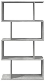 4 szintes betonszürke fa térelválasztó könyvespolc 70x24x129 cm