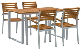 Kert étkező szett 5 pcs Szürke és barna tömör akácfa
