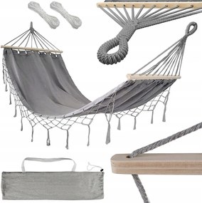 Kerti Függőágy Lógó Hinta XL Nagy Huzat Zsinórokkal Fejpánt