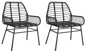 2 db fekete polyrattan kerti szék