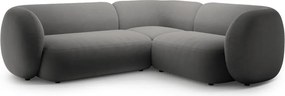 Sötétszürke bársony sarokkanapé (jobb oldali-L alakú) Kate – Micadoni