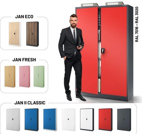 Fém iratszekrény JAN II, 1150 x 185 x 400 mm, antracit-piros