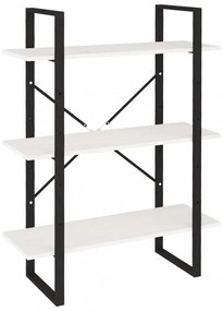 háromszintes fehér tömör fenyőfa könyvszekrény 80 x 30 x 105 cm