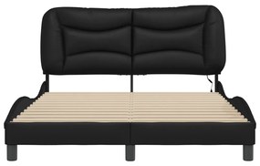 fekete műbőr ágykeret LED-világítással 120 x 200 cm