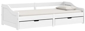 IRUN fehér tömör fenyőfa kanapéágy 2 fiókkal 90 x 200 cm