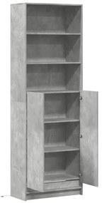 betonszürke szerelt fa magasszekrény LED-ekkel 69x32,5x200 cm