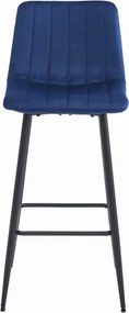Kék POZZA VELVET bárszék fekete lábakkal