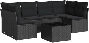 vidaXL 7 részes fekete polyrattan kerti ülőgarnitúra párnával