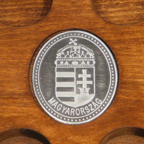 Ital vagy pálinka kínáló, faragott Nagy-Magyarország (dió színben), ón címerrel