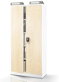 Fém iratszekrény JAN, 900 x 1850 x 400 mm, Eco Design: fehér/ sonoma tölgy