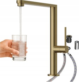 Konyhai csaptelep arany szálcsiszolt kifolyócső álló konyhai csaptelep Velmo