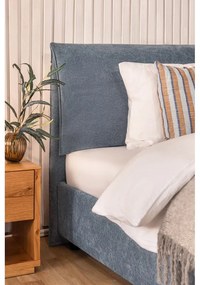 Kék kárpitozott franciaágy tárolóhelyiséggel, matraccal/ráccsal 160x200 cm Thessa Pillow - Bonami Selection