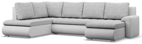 Tokio U sarokkanapé, 3 ágyneműtartóval, fonott + műbőr, baloldali, szürke - fehér
