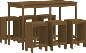 vidaXL mézbarna 7 részes tömör fenyőfa kerti bárszett