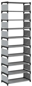 szürke nem szőtt szövetből cipőállvány 10 szintes 54x28x158 cm