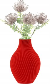 Váza művirág üveg 3D piros magas 20cm dekoratív műanyag