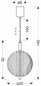 LED függőlámpa kábelen PUMA LED/10W/230V átm. 20 cm fekete