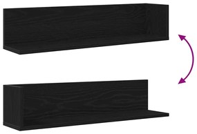 2 db fekete szerelt fa fali polc 75 x 16,5 x 16,5 cm