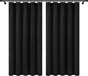 Velúr Szalagfüggöny 140x250 Fekete 2 Db Békafüggöny