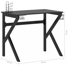 fekete K-lábú gamer asztal 90 x 60 x 75 cm