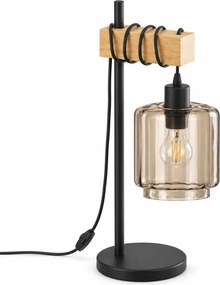 BRILAGI - Asztali lámpa WOOD GLASS 1xE27/40W/230V barna/fekete/füstös bézs