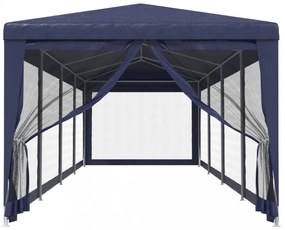 kék HDPE rendezvénysátor 10 hálós oldalfallal 3 x 12 m