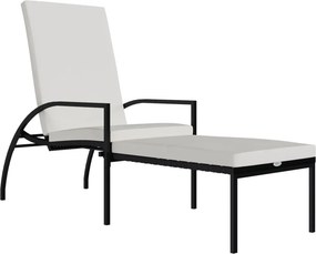 vidaXL fekete polyrattan napozóágy lábtartóval