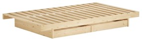 Natúr színű borovi fenyő egyszemélyes ágy tárolóhellyel és ágyráccsal 90x200 cm Kanso – Karup Design