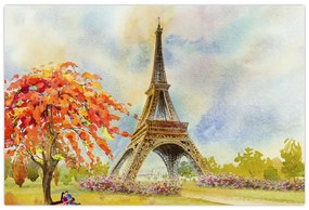 Festett kép az Eiffel-torony (90x60 cm)