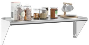 ezüstszínű rozsdamentes acél falipolc 100 x 30 x 31 cm