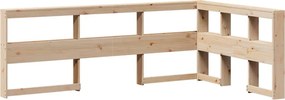 vidaXL Könyvespolc fejtámla L-alakú 120 cm tömörfa fenyőfa