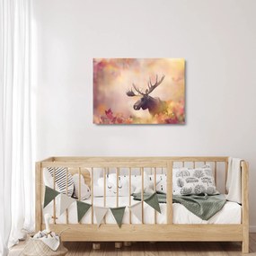 Kép - jávorszarvas az őszi levelekben (üvegen) (70x50 cm)