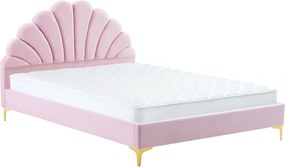 Ágy ágyráccsal, 140x200, rózsaszín Velvet szövet, ISADORA