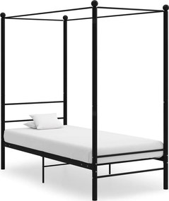 vidaXL fekete fém baldachinos ágykeret 100 x 200 cm