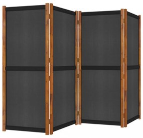 fekete 4 paneles térelválasztó 280x180 cm