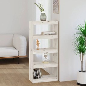 Fehér tömör fenyőfa könyvszekrény/térelválasztó 60x30x135,5 cm