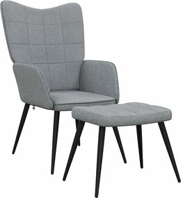 vidaXL világosszürke szövet pihenőfotel lábtartóval