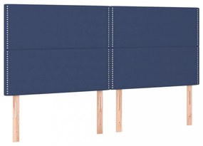 kék szövet rugós és LED-es ágy matraccal 160x200 cm