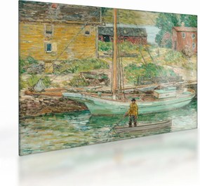 Üveg kép - Childe Hassam, Oyster Sloop, Cos Cob, reprodukciók (70x50 cm)
