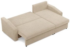 Zeus sarokkanapé, 2 ágyneműtartóval, döntött kartámasz, kordbársony, univerzális oldal, bonell töltet, bézs