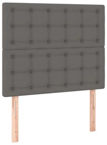 szürke műbőr ágykeret fejtámlával 90 x 200 cm