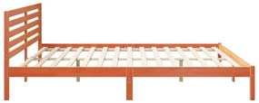 Ágykeret fejtámlával Viaszbarna 200 x 210 cm Tömör fenyőfa