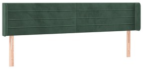 sötétzöld bársony szárnyas fejtámla 203x16x78/88 cm