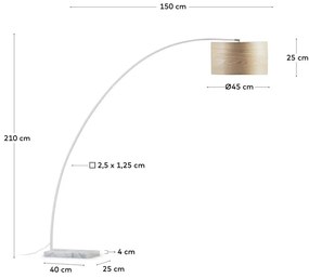 Fehér-natúr színű állólámpa fa búrával (magasság 210 cm) Juhe Ash – Kave Home
