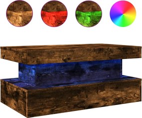 vidaXL füstös tölgy színű dohányzóasztal LED-lámpákkal 90x50x40 cm