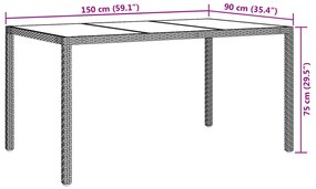 Kert Étkezőasztal Fehér 150x90x75 cm Polirattan
