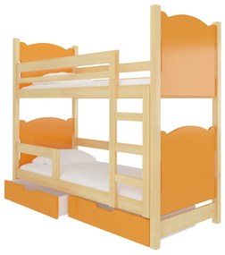 MARABA emeletes ágy, 180x75, sosna/narancs