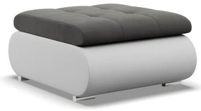 Tokio puff, bársony + műbőr, szürke - fehér